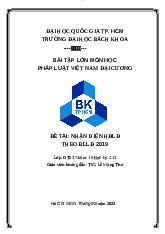 Bài tập lớn Nhận diện HĐLĐ theo BLLĐ 2019 - Pháp luật đại cương | Trường Đại học Bách khoa Thành phố Hồ Chí Minh