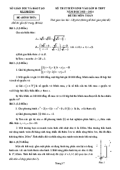 Đề tuyển sinh vào lớp 10 môn Toán năm 2023 – 2024 sở GD&ĐT Hải Phòng