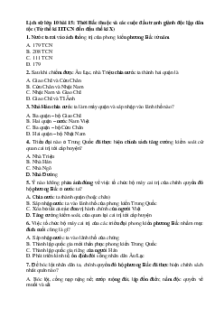 Trắc nghiệm Lịch sử lớp 10 bài 15: Thời Bắc thuộc và các cuộc đấu tranh giành độc lập dân tộc (Từ thế kỉ II TCN đến đầu thế kỉ X)