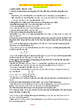 Đề cương ôn tập kiểm tra giữa học kỳ II vật lý 9 năm học 2022-2023