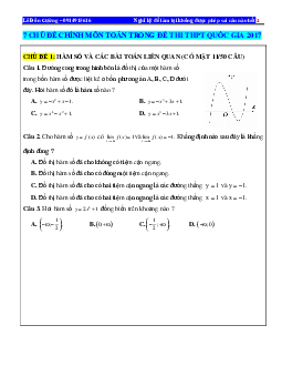 TOP 7 chủ đề chính môn Toán trong đề thi THPT Quốc gia 2017 – Lê Đôn Cường
