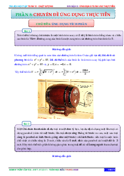 Ứng dụng tích phân để giải bài toán thực tiễn – Trần Văn Tài Toán 12