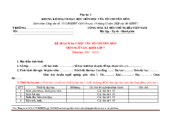 Kế hoạch dạy học Ngữ văn 7 Cánh diều