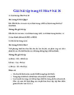 Giải Hóa 9 Bài 26: Clo