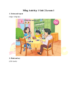 Tiếng Anh lớp 1 Unit 2 Lesson 1 | Global Success