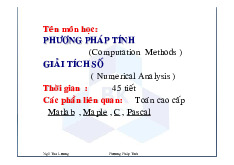 Giới thiệu về sai số | Bài giảng môn Phương pháp tính và matlab CTTT | Đại học Bách khoa hà nội