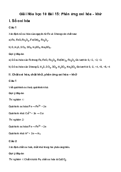 Hóa học 10 Bài 15: Phản ứng oxi hóa - khử - Kết Nối Tri Thức