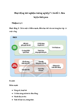 Giải Hoạt động trải nghiệm 7 Chủ đề 1: Rèn luyện thói quen | Chân trời sáng tạo