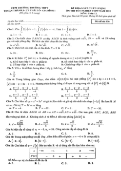 Đề thi thử THPT Quốc gia 2022 môn Toán cụm trường THPT Bắc Ninh