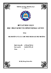 Thị trường và các chủ thể tham gia thị trường | Bài thảo luận Kinh tế chính trị Mác-Lênin