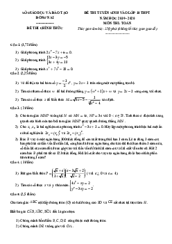 Đề tuyển sinh lớp 10 THPT năm 2019 – 2020 môn Toán sở GD&ĐT Đồng Nai