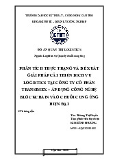 Đồ Án Phân Tích và Giải Pháp Cải Thiện Dịch Vụ Tại Transimex | Môn Logistic - Đại học Kỹ thuật - Công nghệ Cần Thơ