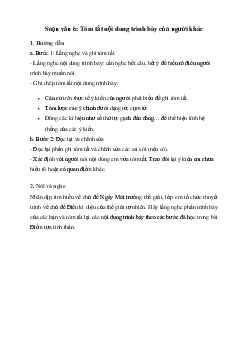 Soạn bài Tóm tắt nội dung trình bày của người khác trang 96 - Ngữ Văn 6 Chân trời sáng tạo