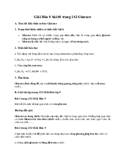 Giải Hóa 9 Bài 50: Glucozơ