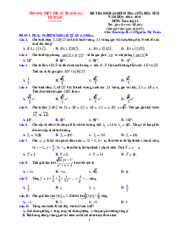 Đề tham khảo giữa kì 2 Toán 11 năm 2022 – 2023 THPT Thuận Thành 1 – Bắc Ninh
