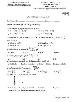 Đề thi HK1 Toán 10 năm 2021 – 2022 trường THPT Lương Ngọc Quyến – Thái Nguyên