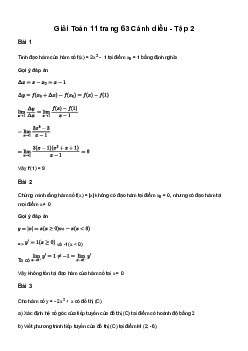 Giải Toán 11 Bài 1: Định nghĩa đạo hàm. Ý nghĩa hình học của đạo hàm | Cánh diều
