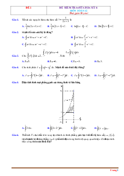 Bộ đề thi thử giữa học kỳ 2 môn toán 12