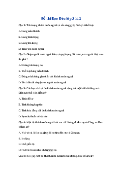 Đề thi học kì 2 lớp 3 môn Đạo Đức năm học 2022 - 2023 | Kết nối tri thức