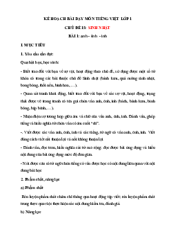 Chủ đề 15: sinh nhật | Bài 1 | Giáo án Tiếng Việt 1 bộ sách Chân trời sáng tạo