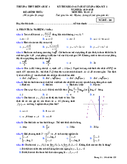 Đề thi học kỳ I Toán 12 năm học 2017 – 2018 trường THPT Diễn Châu 3 – Nghệ An