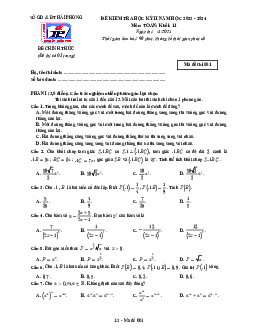 Đề cuối học kỳ 2 Toán 11 năm 2023 – 2024 trường chuyên Trần Phú – Hải Phòng