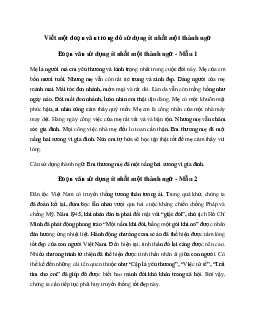 Văn mẫu lớp 6: Viết một đoạn văn trong đó sử dụng ít nhất một thành ngữ | Cánh diều