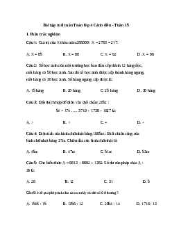 Bài tập cuối tuần Toán lớp 4 Cánh diều - Tuần 15
