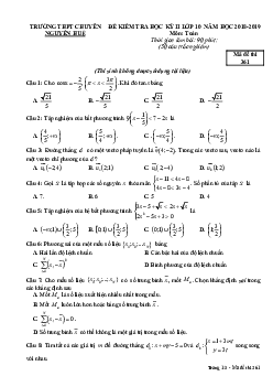 Đề thi HK2 Toán 10 năm 2018 – 2019 trường chuyên Nguyễn Huệ – Hà Nội