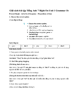 Giải sách bài tập Tiếng Anh 7 Right On Unit 1 Grammar 1b