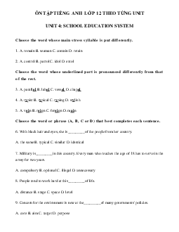 Bài tập tiếng Anh lớp 12 Unit 4: School Education System