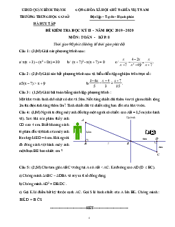 Đề kiểm tra học kì 2 Toán 8 năm 2019 – 2020 trường THCS Hà Huy Tập – TP HCM