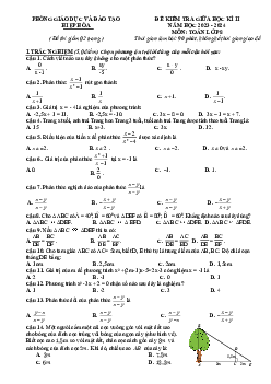 Đề thi giữa học kì 2 Toán 8 năm 2023 – 2024 phòng GD&ĐT Hiệp Hòa – Bắc Giang