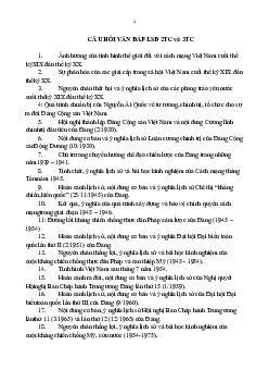 Đề cương vấn đáp Lịch sử Đảng ( 2 tín chỉ và 3 tín chỉ)