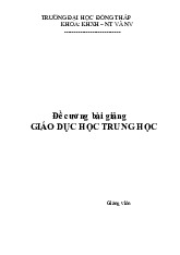 Đề cương bài giảng môn Giáo dục học trung học | Đại học Đồng Tháp