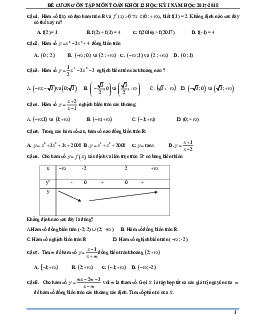 Đề cương ôn tập môn Toán 12 học kỳ 1 năm học 2017 – 2018 trường THPT Đa Phúc – Hà Nội