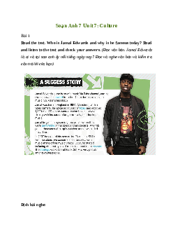 Giải Tiếng Anh 7 Unit 7: Culture | Friends Plus
