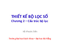 Chương 2 – cấu trúc bộ lọc môn Xử lý tín hiệu số  | Học viện kỹ thuật quân sự