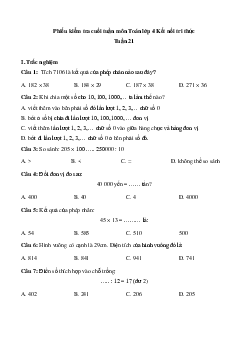 Bài tập cuối tuần Toán lớp 4 Kết nối tri thức - Tuần 21 (Cơ bản)