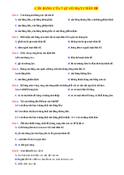 TOP 20 câu trắc nghiệm cân bằng của vật có mặt chân đế (có đáp án)