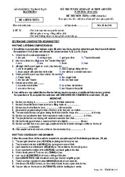 Đề thi tuyển sinh vào 10 môn Tiếng Anh (Chuyên), trường THPT Chuyên Trần Phú, Hải Phòng năm học 2020-2021
