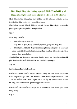 Hoạt động trải nghiệm 8: Truyền thông và biện pháp đề phòng và giảm nhẹ rủi ro thiên tai ở địa phương | Kết nối tri thức