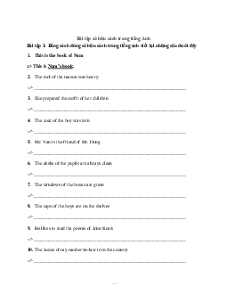 Bài tập về cách sử dụng sở hữu cách trong môn Tiếng Anh B1