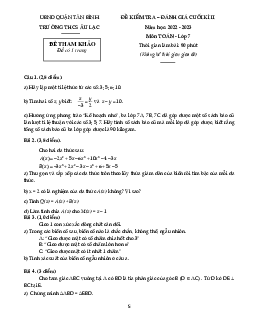 Đề tham khảo cuối kì 2 Toán 7 năm 2022 – 2023 trường THCS Âu Lạc – TP HCM