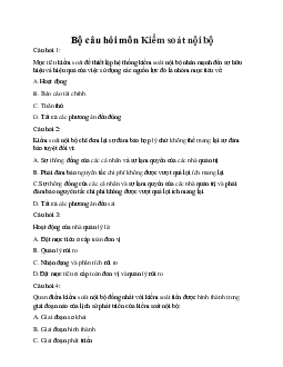 TOP 30 câu hỏi trắc nghiệm môn Kiểm soát nội bộ | Đại học Lao động - Xã hội