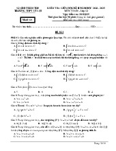 Đề giữa học kì 2 Toán 12 năm 2024 – 2025 trường THPT Lê Lợi – Kon Tum có đáp án