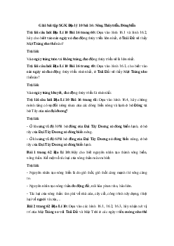 Giải bài tập SGK Địa lý 10 bài 16 ( có đáp án)