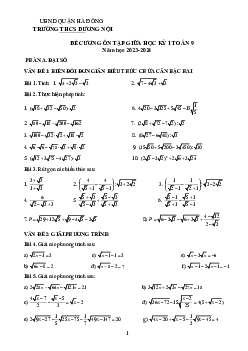 Đề cương giữa kỳ 1 Toán 9 năm 2023 – 2024 trường THCS Dương Nội – Hà Nội
