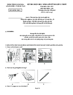 Kì thi chọn học sinh giỏi tỉnh lớp 12 THPT tỉnh Hải dương năm học 2016 - 2017 (có đáp án)