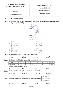 Đề cuối kì 1 Toán 10 năm 2022 – 2023 trường THPT Thủ Khoa Huân – TP HCM